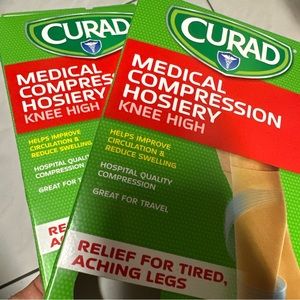 MEDLINE CURAD Knee-High Compression Hosiery Beige Size B 15-20 mmHg new Set of 2